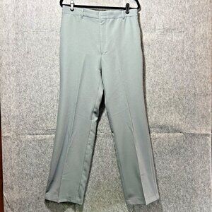 Vintage‎ Slacks Mens 34x31 Gray Flat Front Dress Pants Talon Zipper 70s 80s